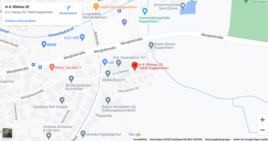 Anfahrtsskizze - Größere Karte bei Google Maps in neuem Fenster anzeigen